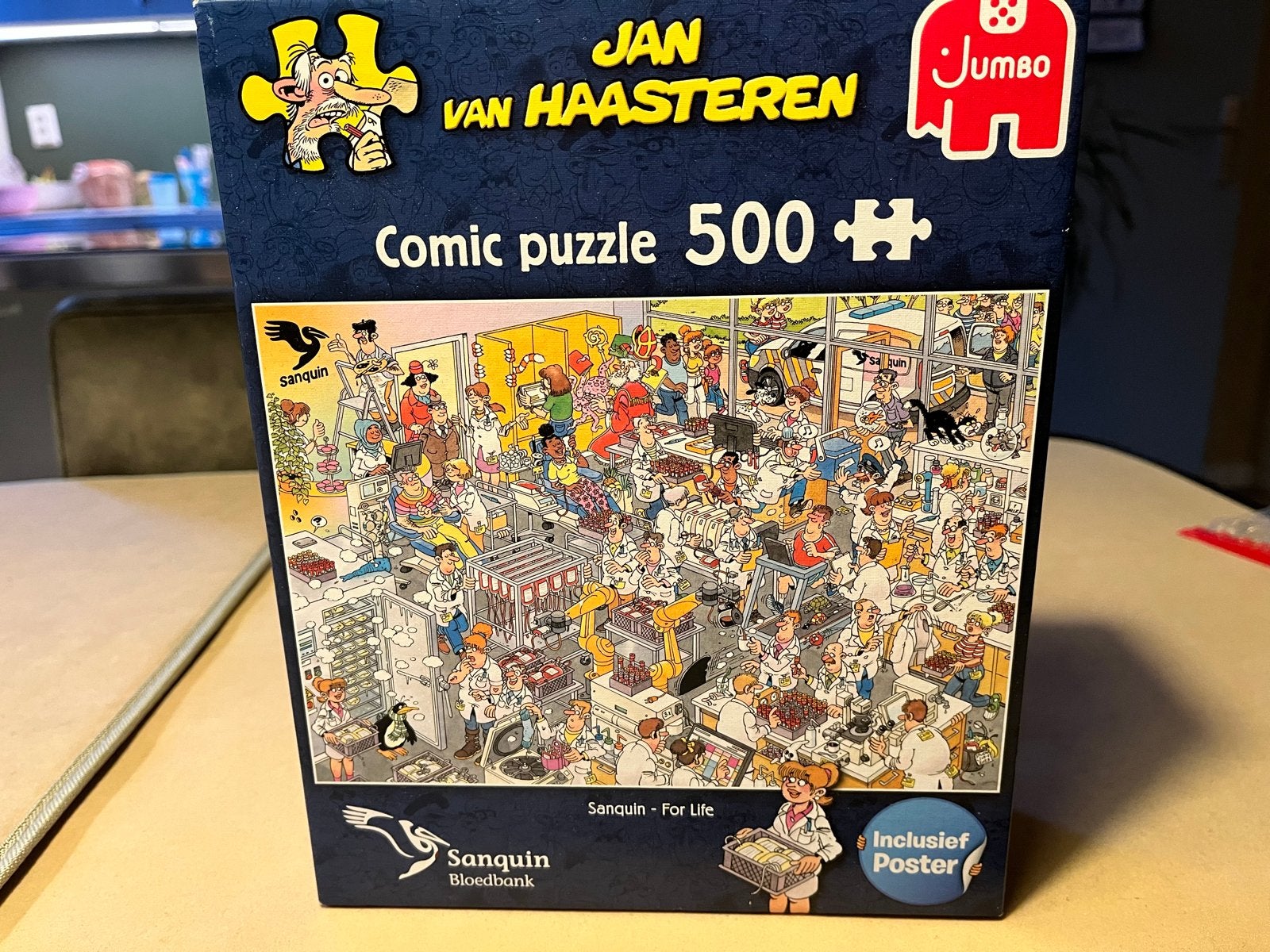 Jan van Haasteren Comic Puzzel 500 stukjes - Sanquin, Ophalen of Verzenden, 500 t/m 1500 stukjes, Zo goed als nieuw, Legpuzzel