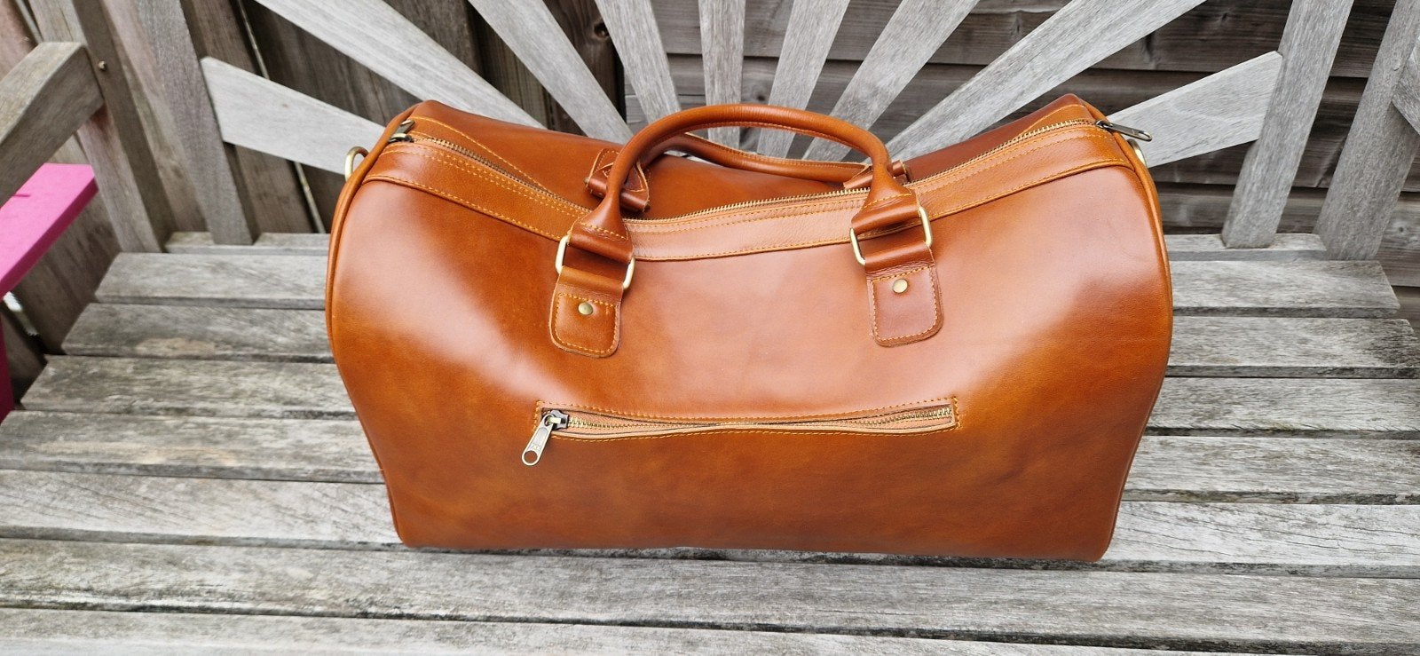 Leren reistas / weekendtas - Cognac bruin, 40 tot 60 cm, 20 tot 30 cm, Bruin, Minder dan 35 cm
