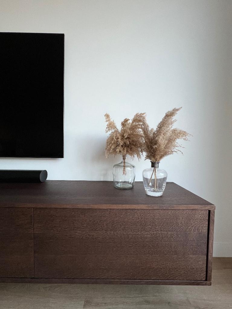 Vaas met pampasgras, Huis en Inrichting, Ophalen, Gebruikt, Overige kleuren, Glas