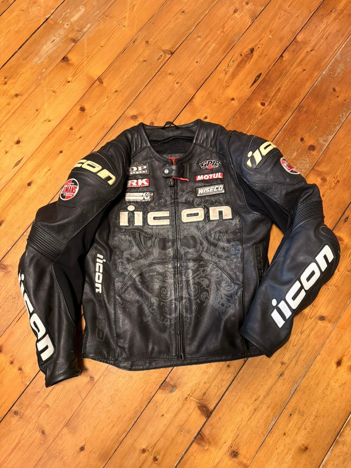 Icon motorjas, Motoren, Ophalen of Verzenden, Tweedehands, Heren, Jas | leer