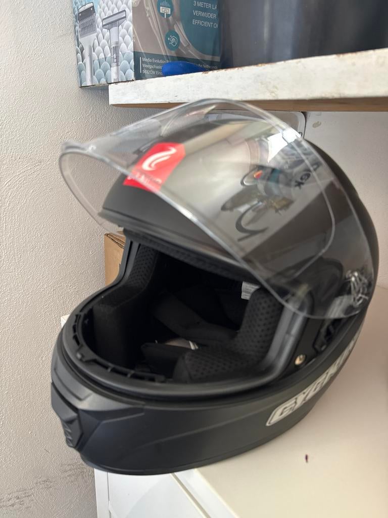 Zwarte motorhelm met helder vizier, Heren, Integraalhelm, Tweedehands, Ophalen