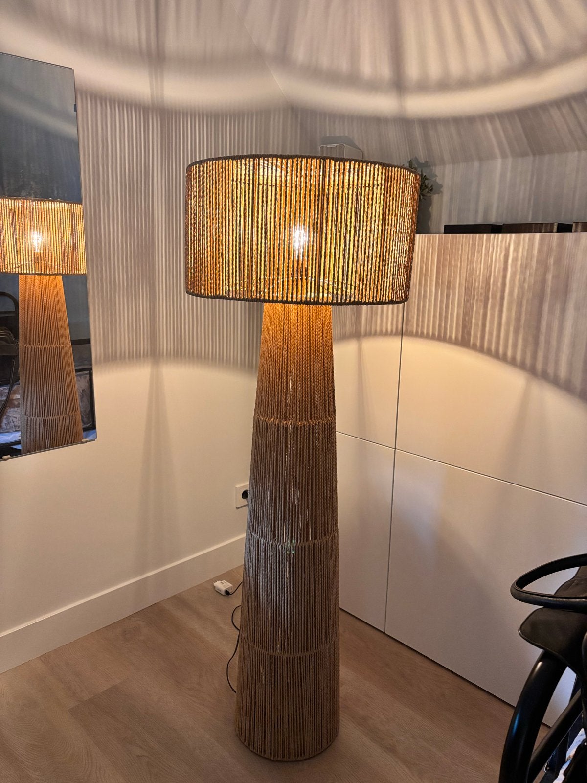 Staande lamp Pandia Kwantum - Rotan/Jute Stijl, Ophalen, Gebruikt, Natuurlijk materiaal, E27 (groot)