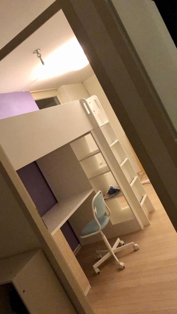 IKEA hoogslaper te koop, Huis en Inrichting, Slaapkamer | Bedden, Ophalen, 90 cm, Eenpersoons, Wit