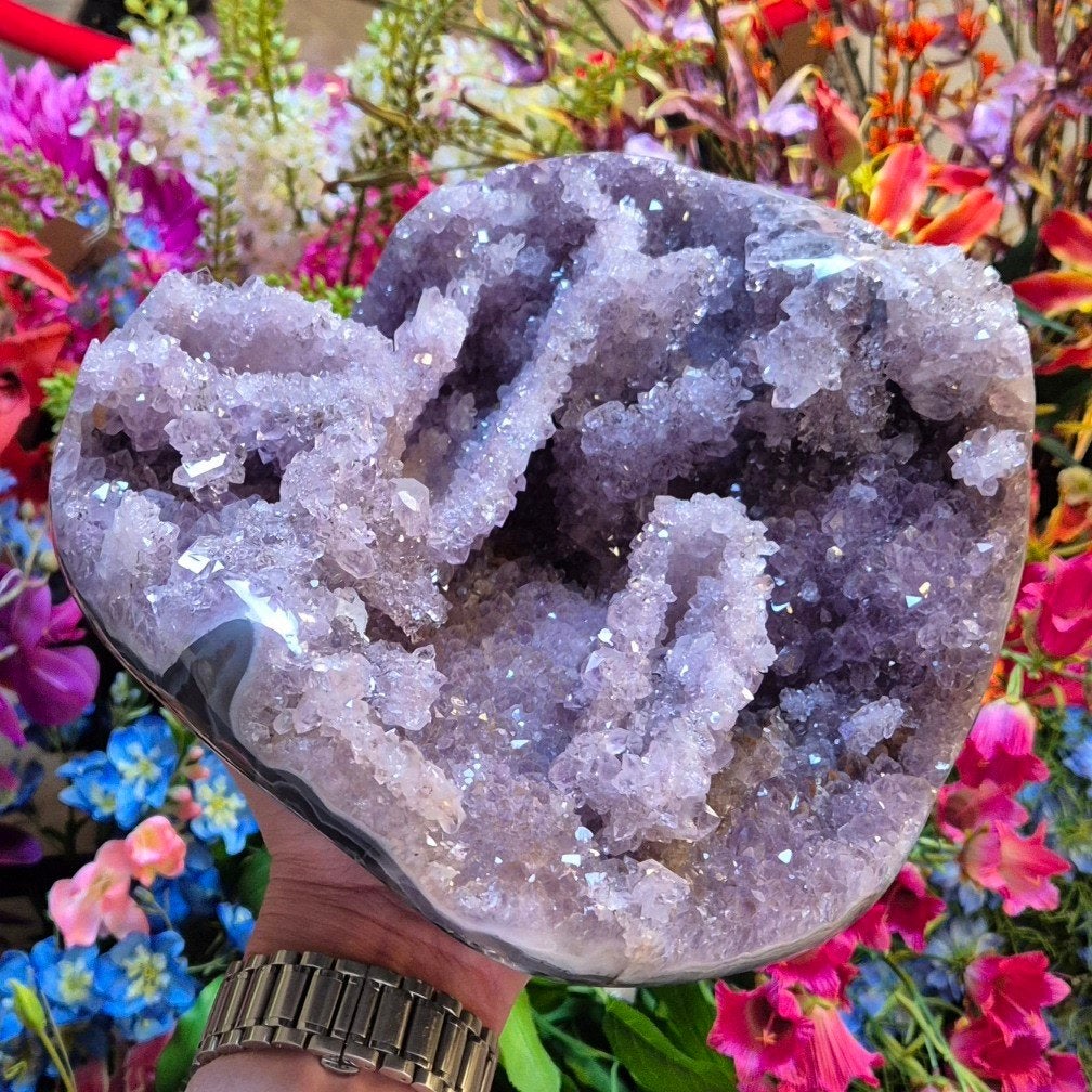 Amethist cluster Uruguay speciale formatie, Verzamelen, Mineralen en Fossielen, Ophalen of Verzenden