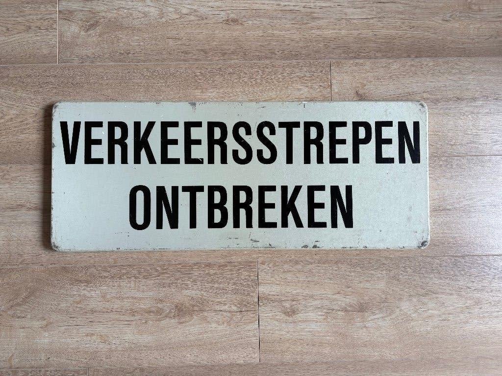 Verkeersbord verkeersstrepen ontbreken 28 x70 cm, Ophalen, Gebruikt