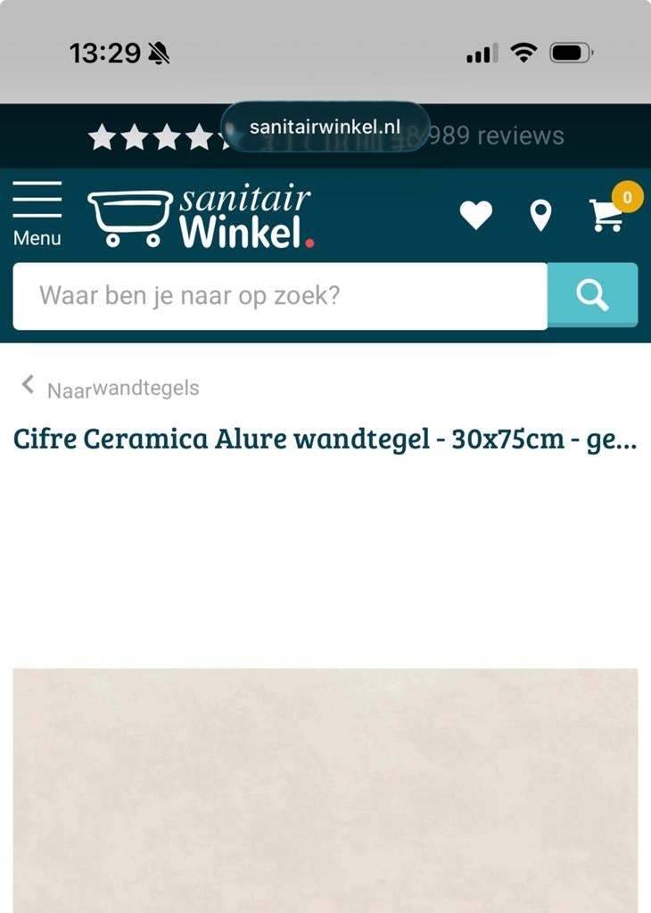 Cifre Ceramica Alure wandtegel - 30x75cm BEIGE, Ophalen, 60 cm of meer, Zo goed als nieuw, Minder dan 5 m²