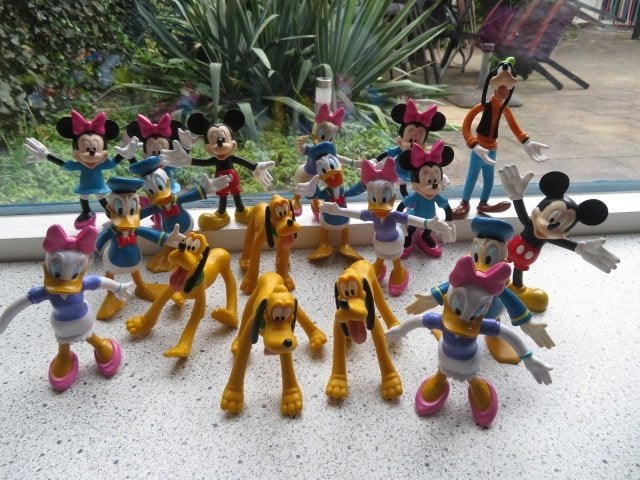 Disney Buigfiguren Minnie en Mickey Mouse Katrien en Donald, Ophalen of Verzenden, Mickey Mouse, Zo goed als nieuw, Beeldje of Figuurtje