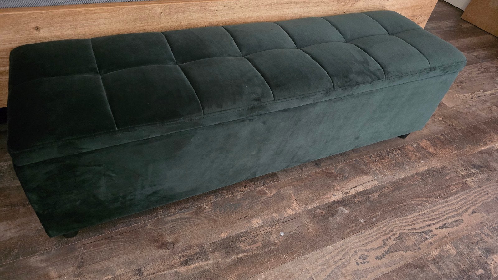 Fluweelgroene Voetenbank met opbergruimte, Huis en Inrichting, Ophalen, Minder dan 50 cm, 125 cm of meer, Hotel, Chique, Modern, Barok