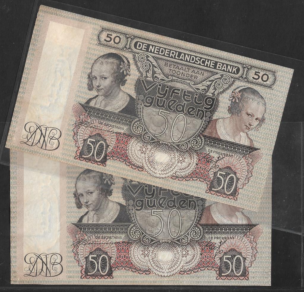 Nederland - 2 x 50 gulden 1941 - PL80 - opvolgende nummers., Ophalen of Verzenden, 50 gulden, Setje