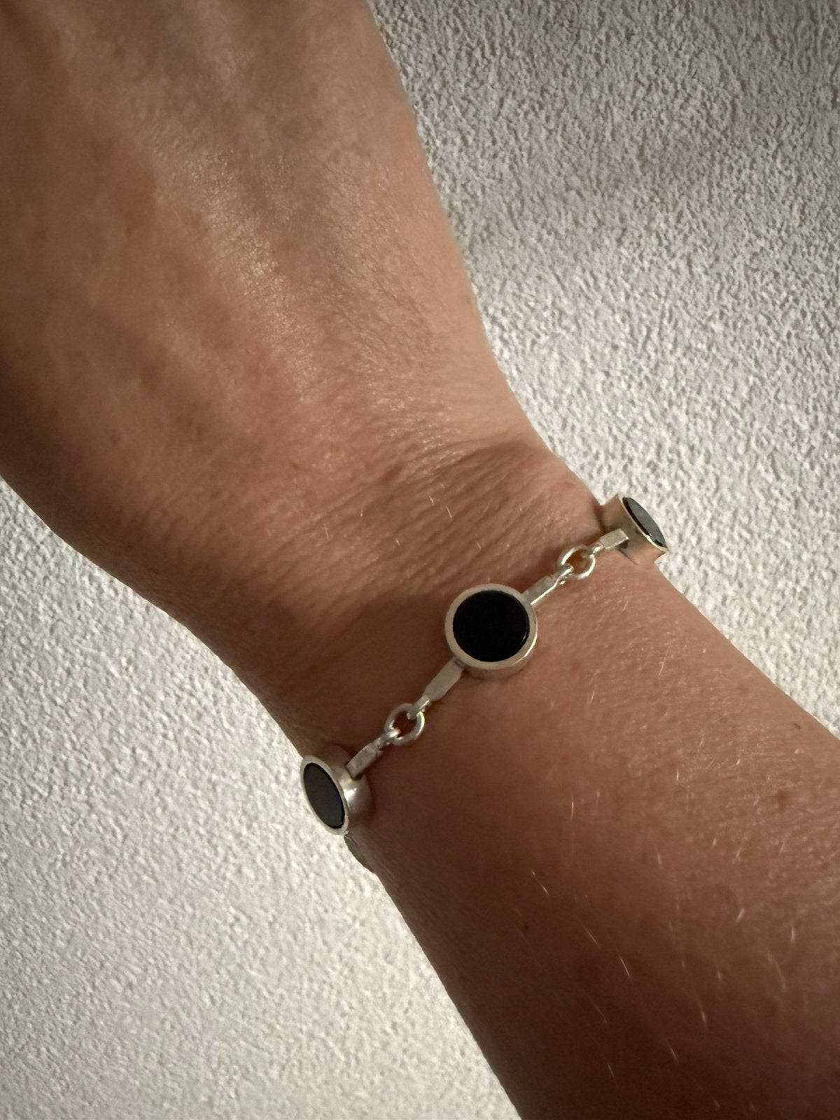 Y012/ Zilveren NIELS ERIK from Denmark Onyx armband, Gebruikt, Verzenden, Zwart, X