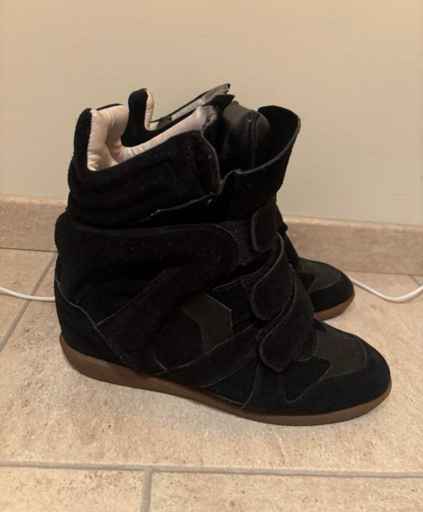 Zwarte hoge sneakers met sleehak, maat 38, Ophalen of Verzenden, Gedragen, Zwart, Sneakers of Gympen