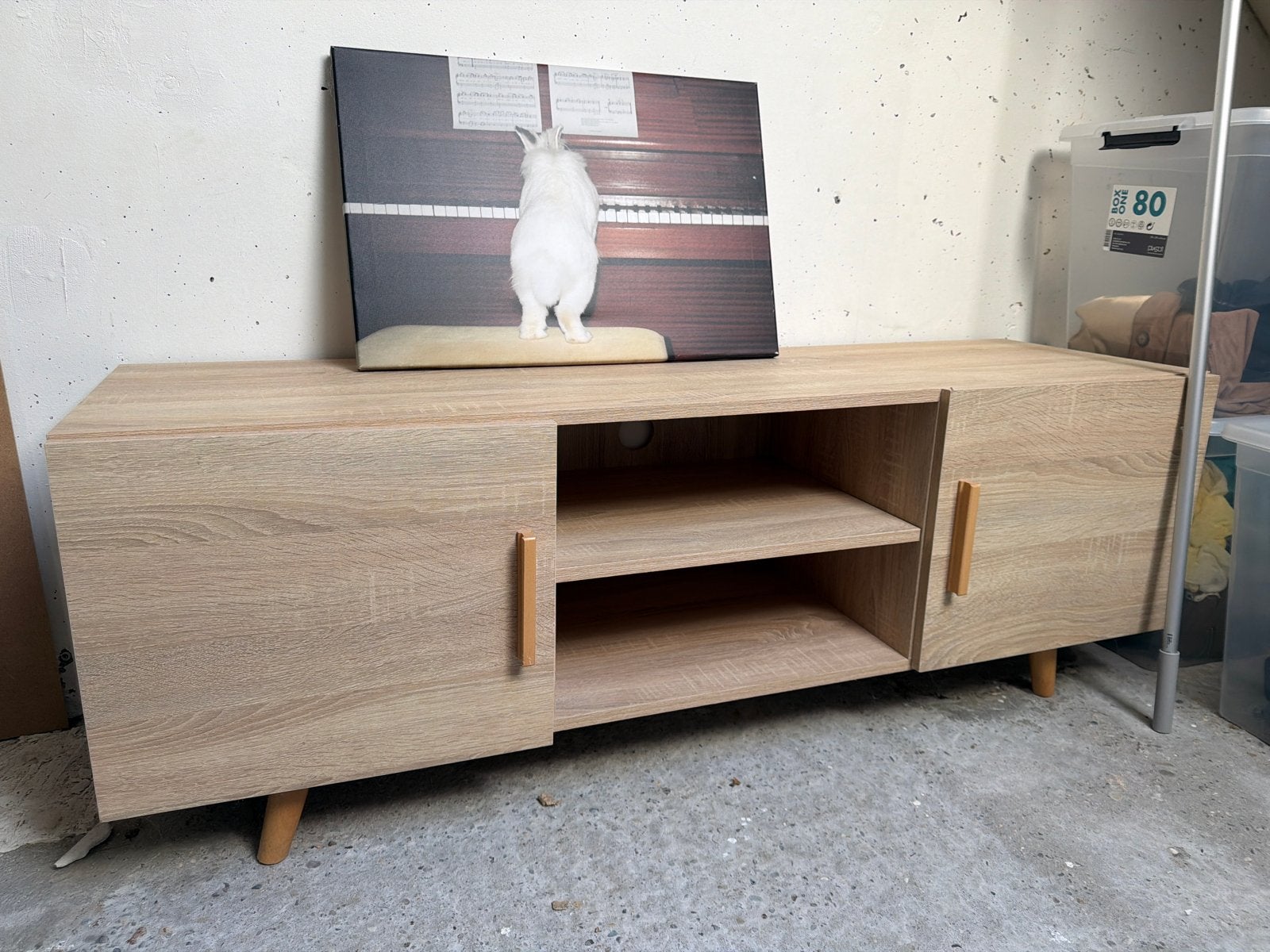 TV-meubel met opbergruimte en beschadiging, Ophalen, Gebruikt, 100 tot 150 cm, Minder dan 100 cm