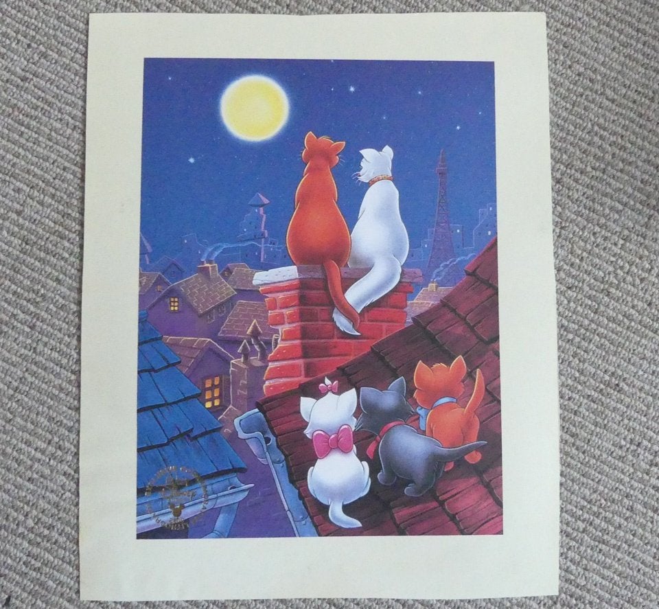 Walt Disney litho print Aristocats film 2000 Aristokatten, Ophalen of Verzenden, Overige figuren, Gebruikt, Plaatje of Poster