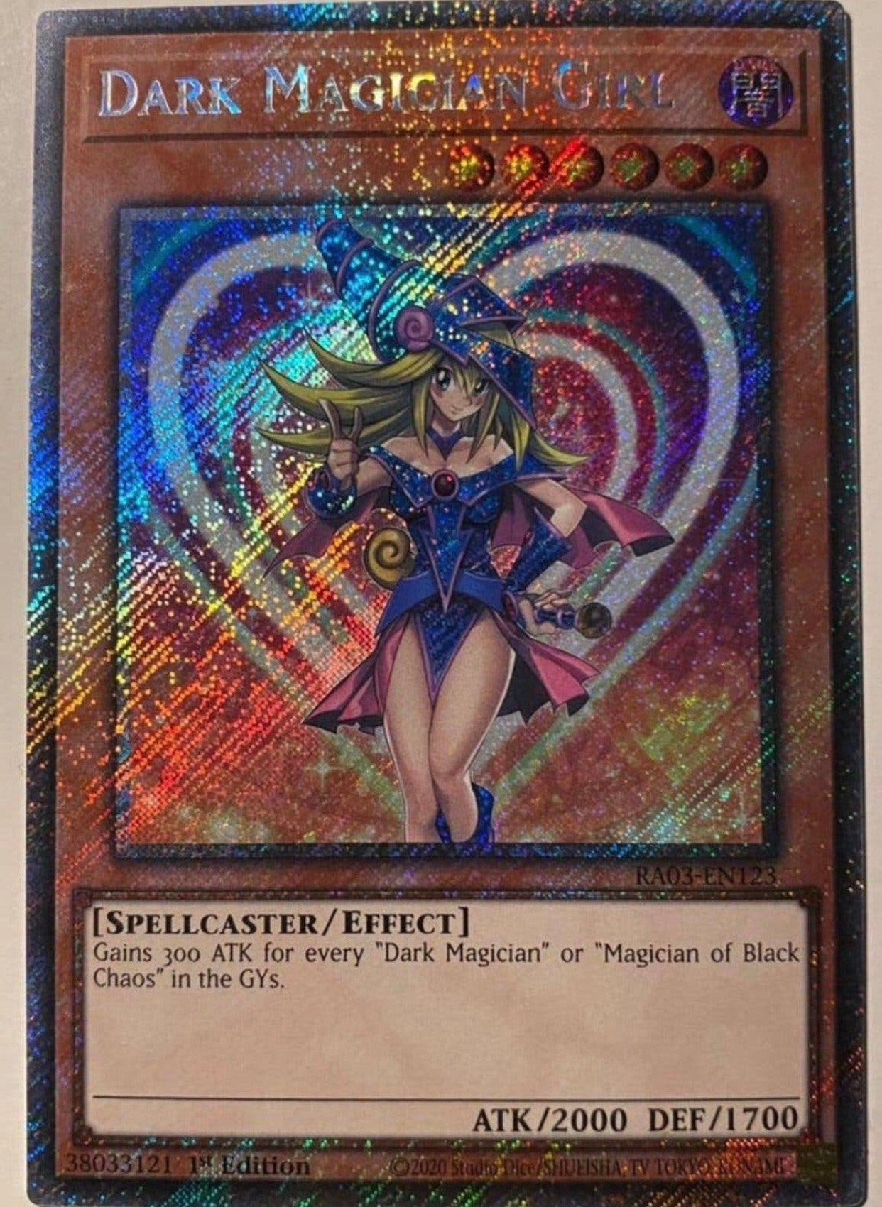 Yu-Gi-Oh! Dark Magician Girl RA03 1st Edition Mint !, Ophalen of Verzenden, Zo goed als nieuw, Losse kaart, Foil