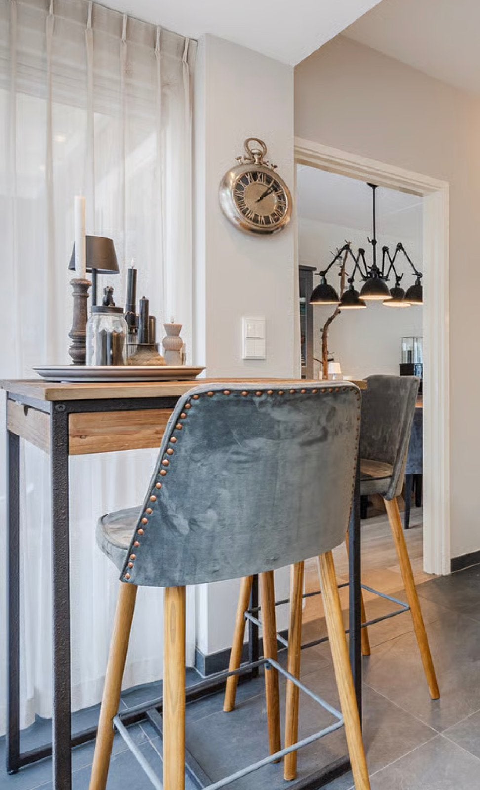 Riviera Maison bartafel met de velvet krukken, Ophalen, Zo goed als nieuw