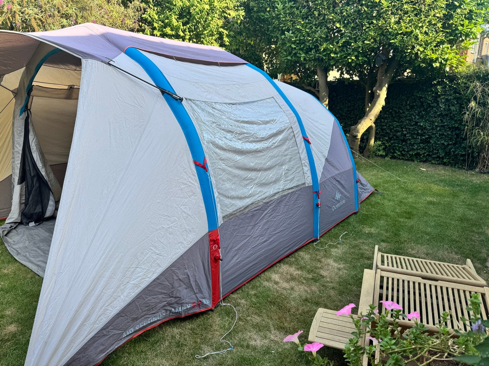 Quechua Air Seconds 5.2 XL opblaasbare tent, Caravans en Kamperen, Tenten, Ophalen of Verzenden, Zo goed als nieuw, Tot en met 5