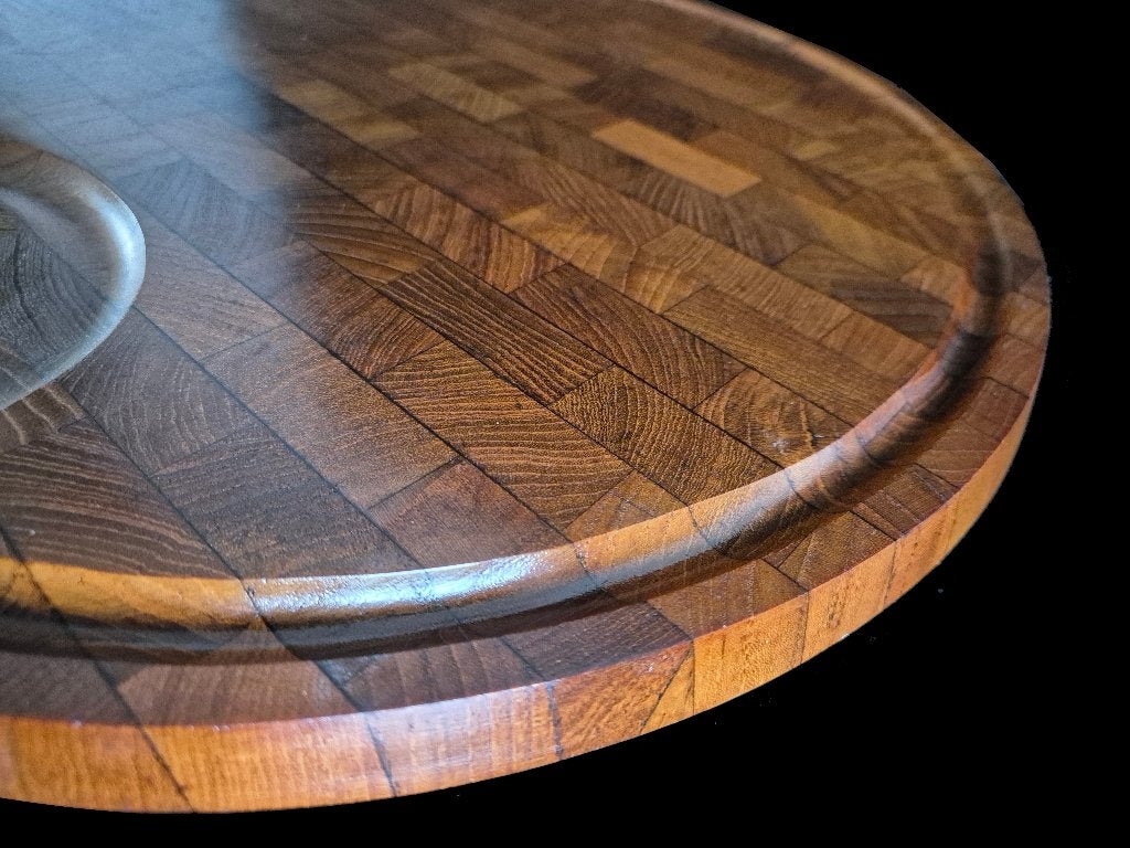 Schtterend vintage Deens design teak Mandalay serving tray, Huis en Inrichting, Ophalen, Gebruikt, Met opstaande rand, Serveerplank