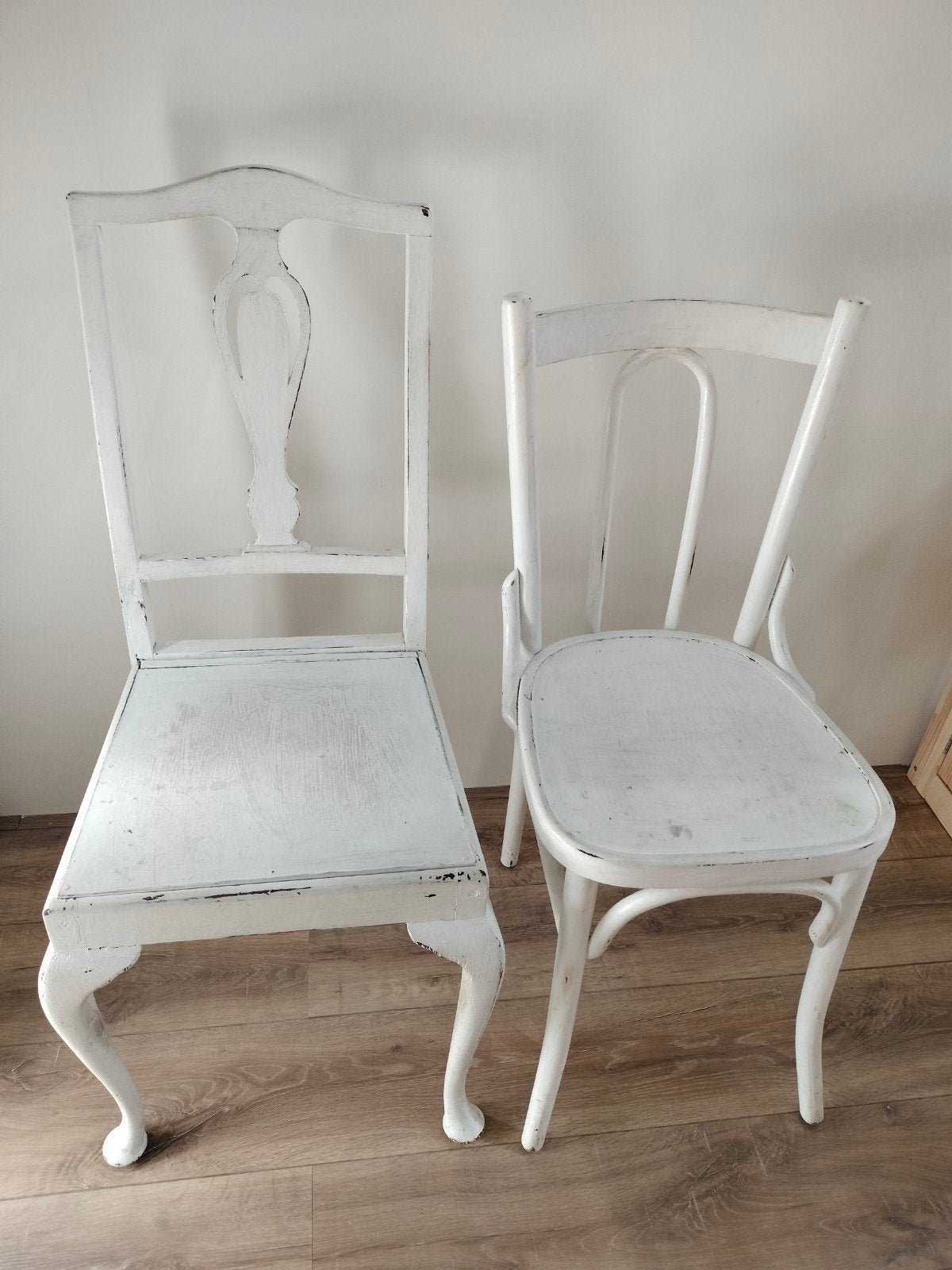 brocante houten stoeltjes, Ophalen, Gebruikt, Twee, Wit