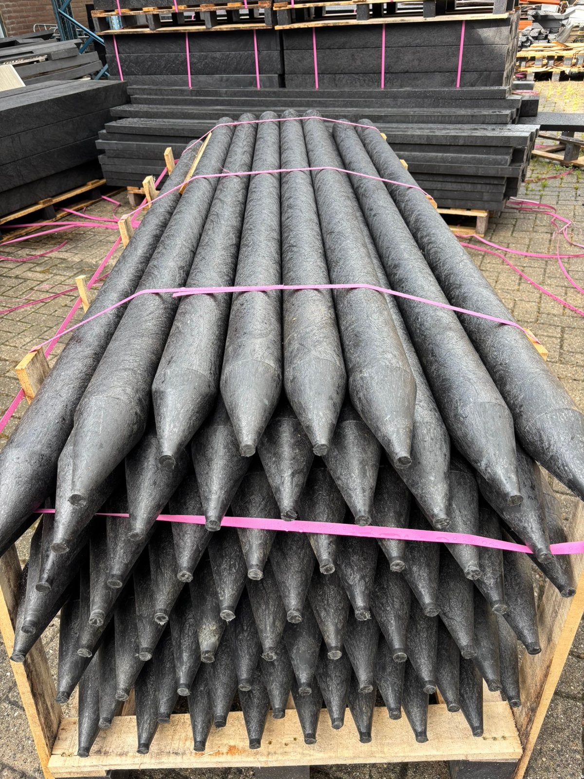 Vol kunststof weidepalen, ronde palen 95 mm, Ophalen, Nieuw, Minder dan 180 cm, Palen