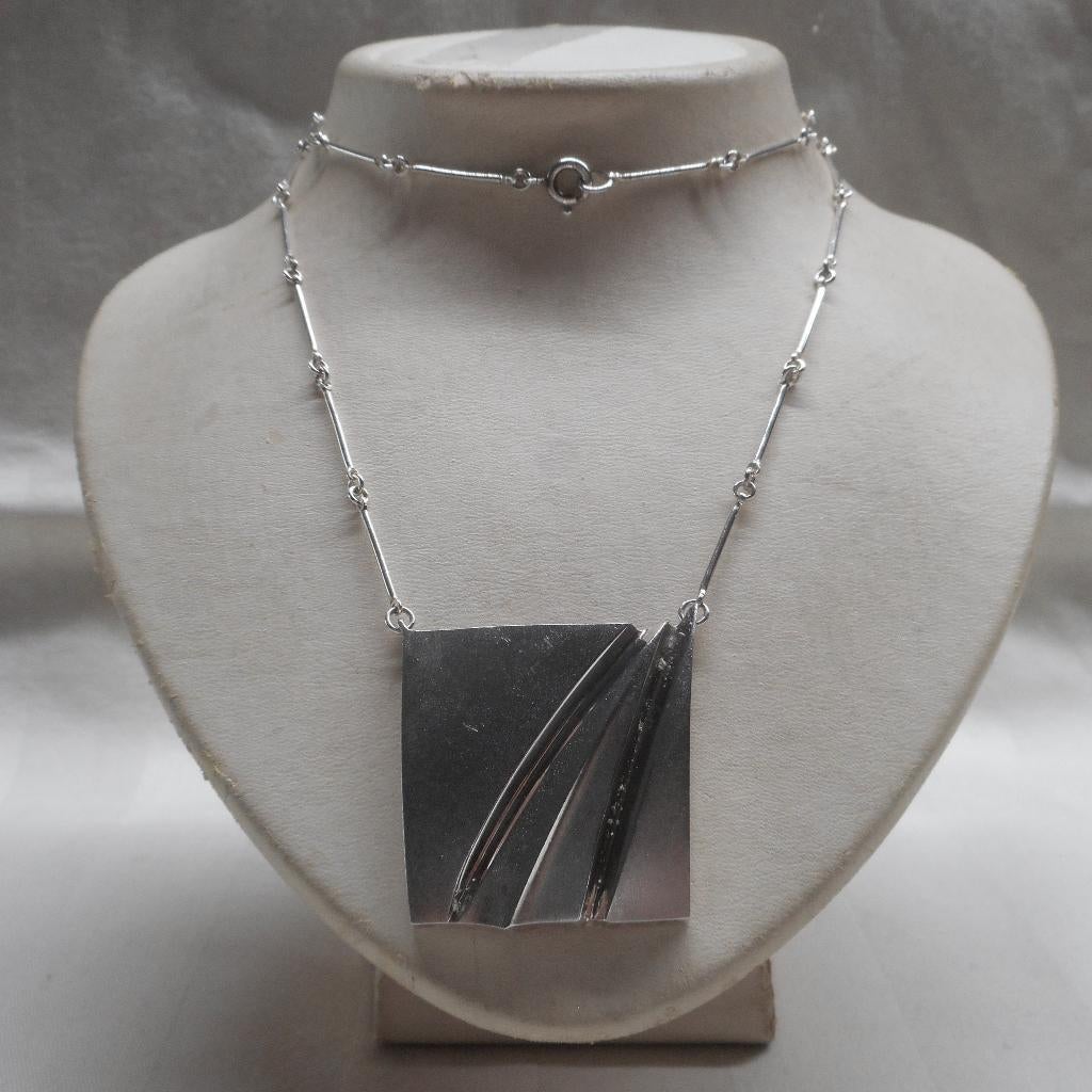 Matti Hyvarinen zilveren modernistische collier nr.188, Sieraden, Tassen en Uiterlijk, Antieke sieraden, Verzenden, Zilver, Ketting