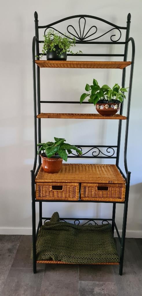 Vintage Wandkast van Rotan en metaal, rohe, vintage, rattan, Huis en Inrichting, Kasten | Wandmeubels, Ophalen, Met plank(en)