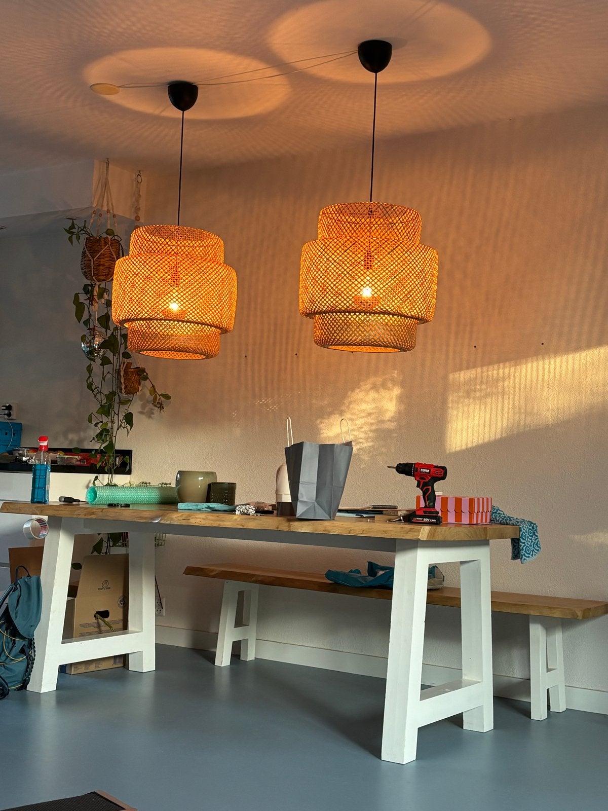IKEA Sinnerlig hanglampen/tafellampen., Ophalen, Zo goed als nieuw, Natuurlijk materiaal, E27 (groot)