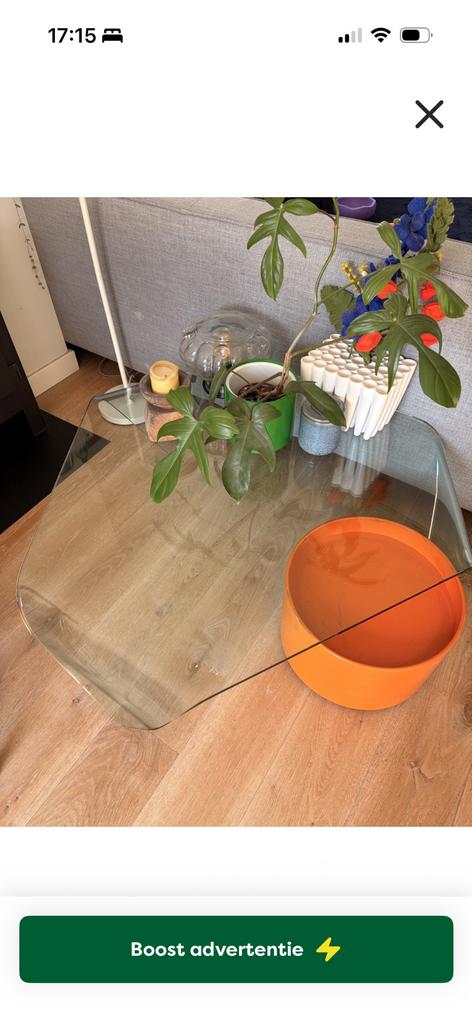 Fiam Italia waterfall salontafel, Ophalen, Glas, Minder dan 50 cm, Rechthoekig