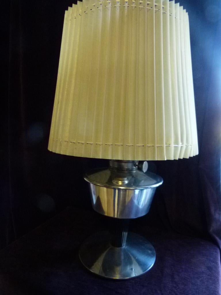 vintage olielamp England Alminium 1969, Ophalen, Zo goed als nieuw, Stof, Mid-century