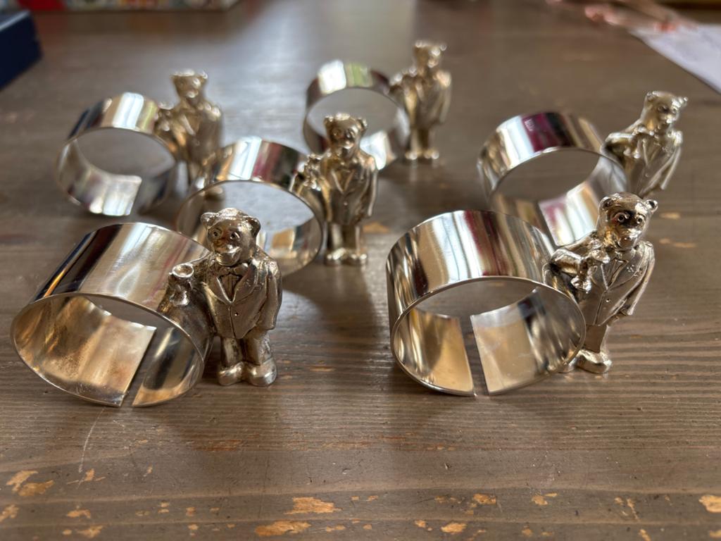 Set van 8 servetringen met teddyberen, Antiek en Kunst, Antiek | Goud en Zilver, Ophalen of Verzenden