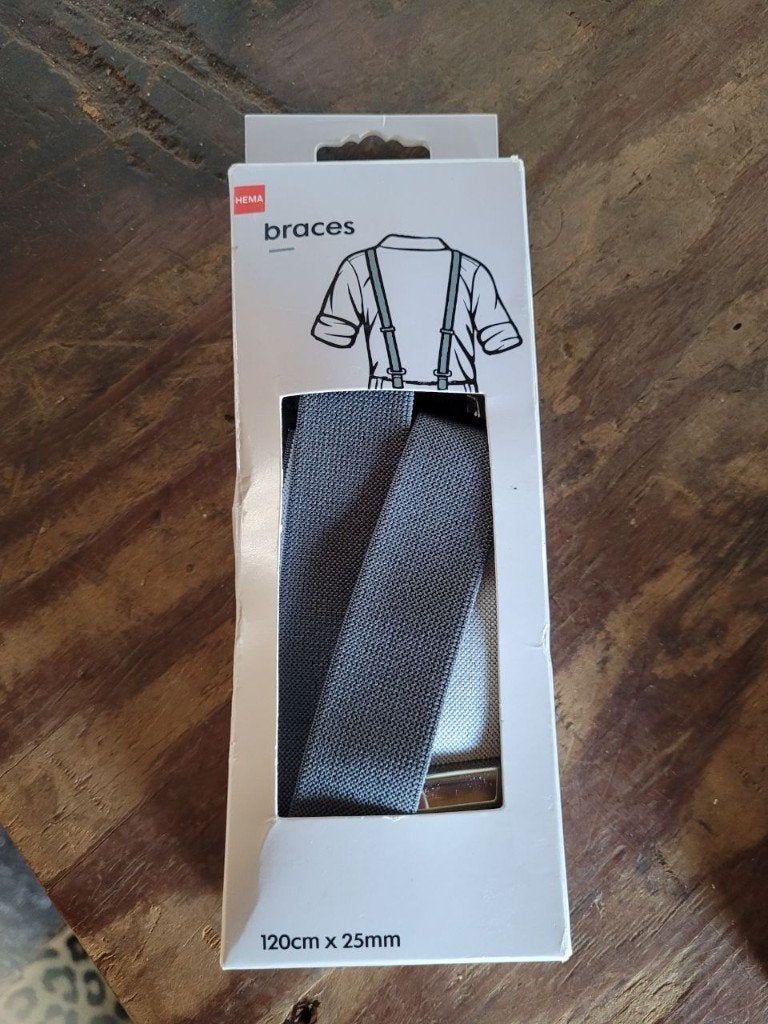 Nieuw Hema bretels grijs 120X25, Ophalen of Verzenden, Nieuw, Hema