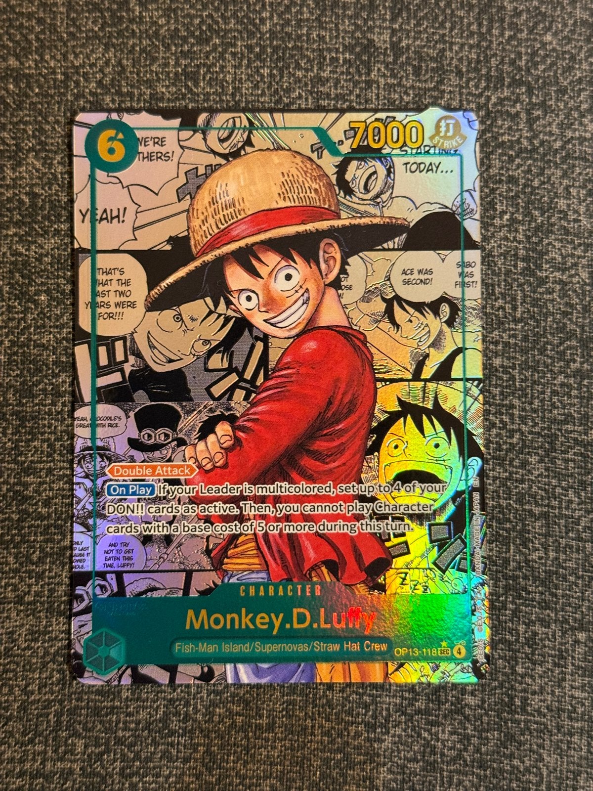 One Piece Monkey D. Luffy OP13-118, Ophalen, Zo goed als nieuw, Losse kaart, Foil