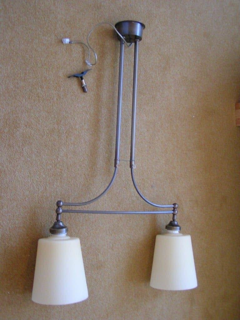 Plafondlamp 2 glazen kappen (mat) met GRATIS 2 Ledlampen, Vintage, Dimbaar, Hanglamp, Glas