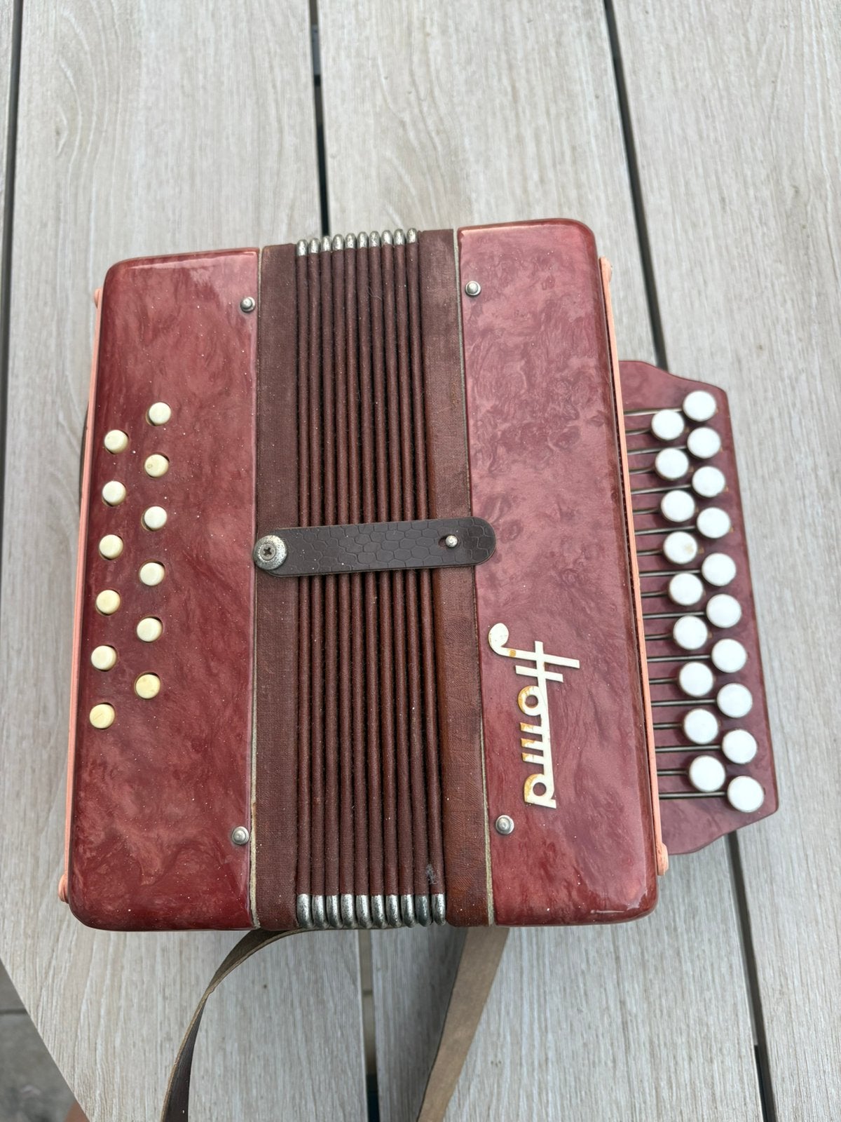 Homa diatonischetrekharmonica (accordeon), Muziek en Instrumenten, Accordeons, Overige merken, Gebruikt, Met riemen, Overige formaten