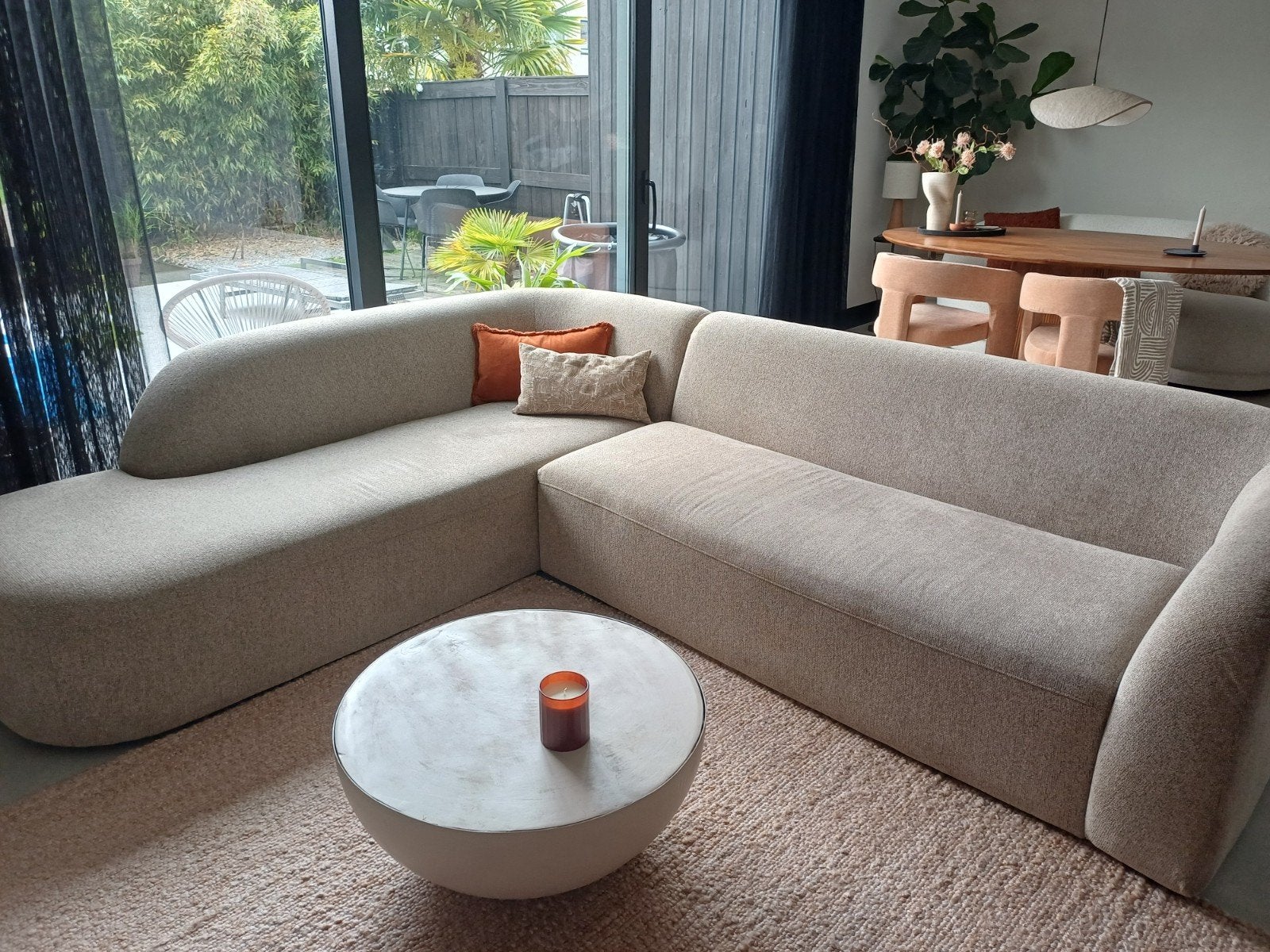 Hoekbank Sloping links - Bepurehome - naturel gemêleerd, Huis en Inrichting, Banken | Bankstellen, Ophalen, Japandi, 250 tot 300 cm