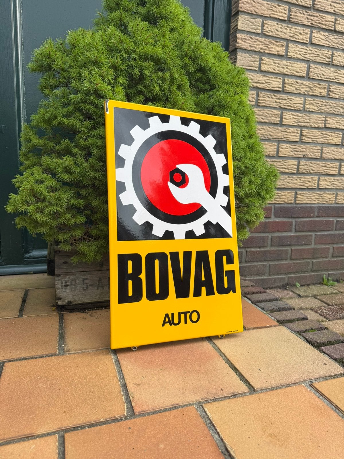 Oud emaille reclamebord bovag auto oldtimer garage, Verzamelen, Ophalen of Verzenden, Zo goed als nieuw, Reclamebord