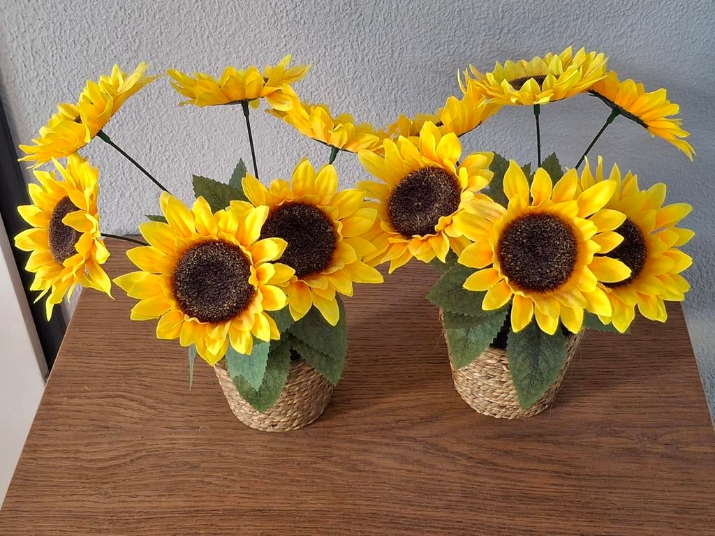 2 Kunst Zonnebloem Plantjes - 24 cm Hoog, Huis en Inrichting, Ophalen, Zo goed als nieuw, Binnen