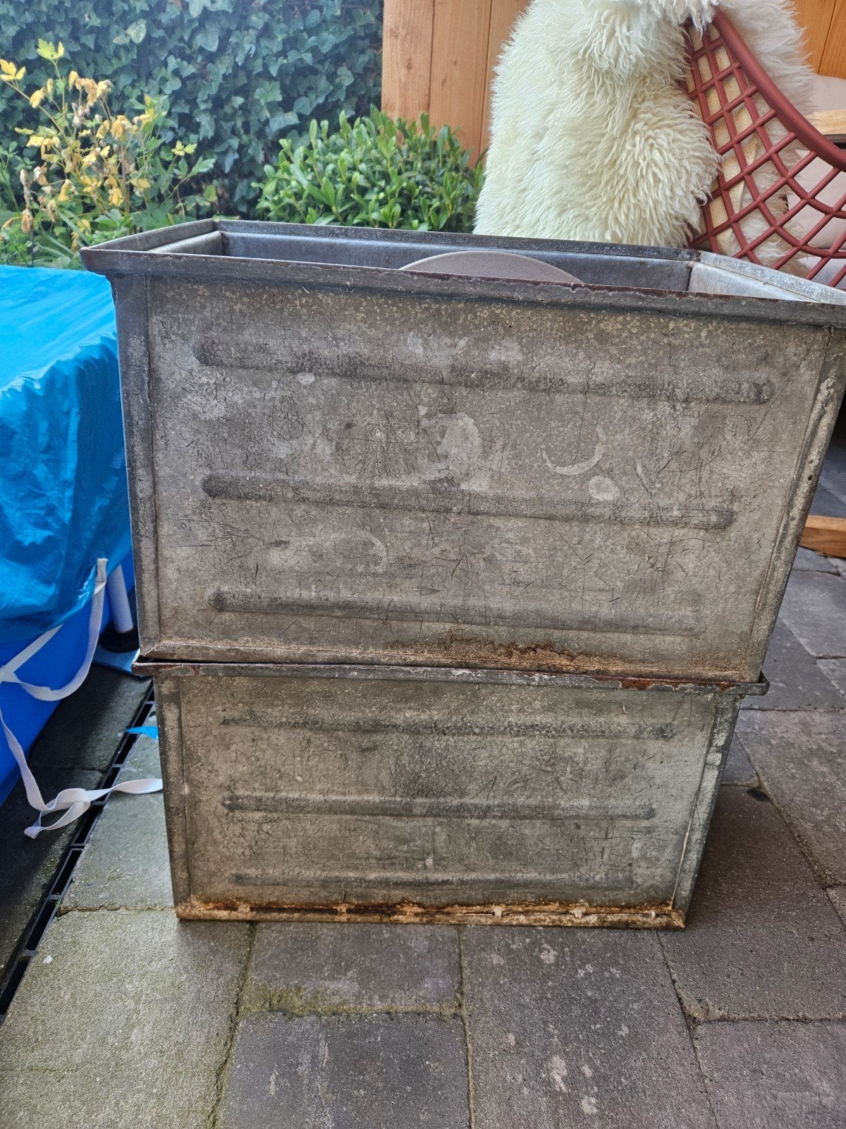 oude zinken bakken 2 stuks, Ophalen, Gebruikt, Overige materialen