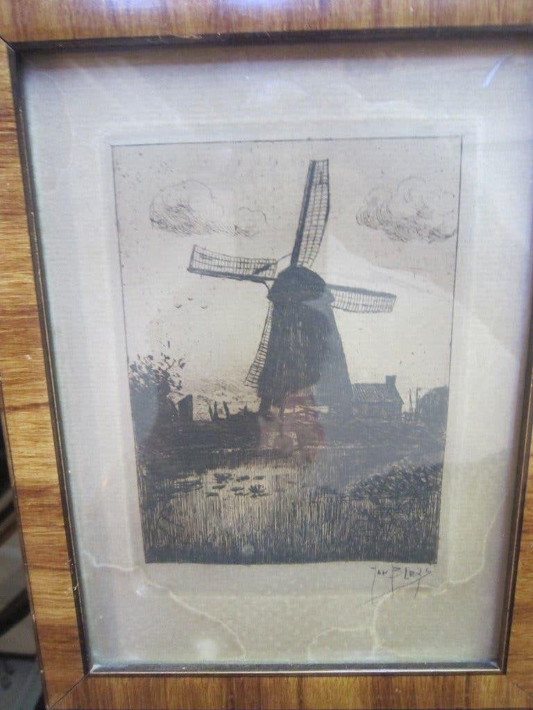 Jan Bleijs, (pieter Scheen) Mooi etsje van een molen,V. Koch, Antiek en Kunst, Ophalen, Ets