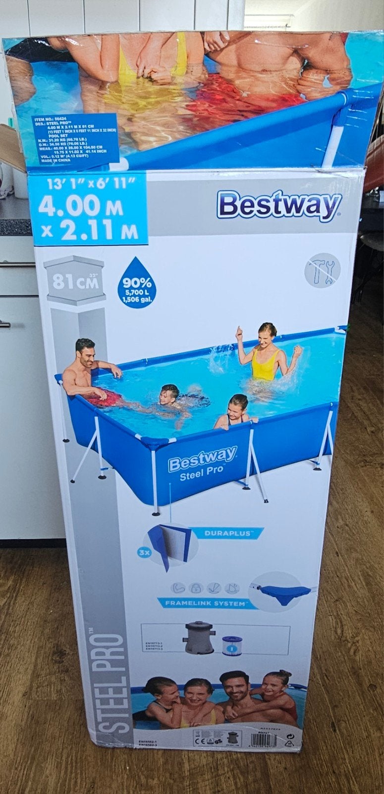 Bestway Steel Pro Zwembad 4.00m x 2.11m x 81cm, Tuin en Terras, Zwembaden, Ophalen, 200 tot 300 cm, 80 tot 120 cm, Zo goed als nieuw