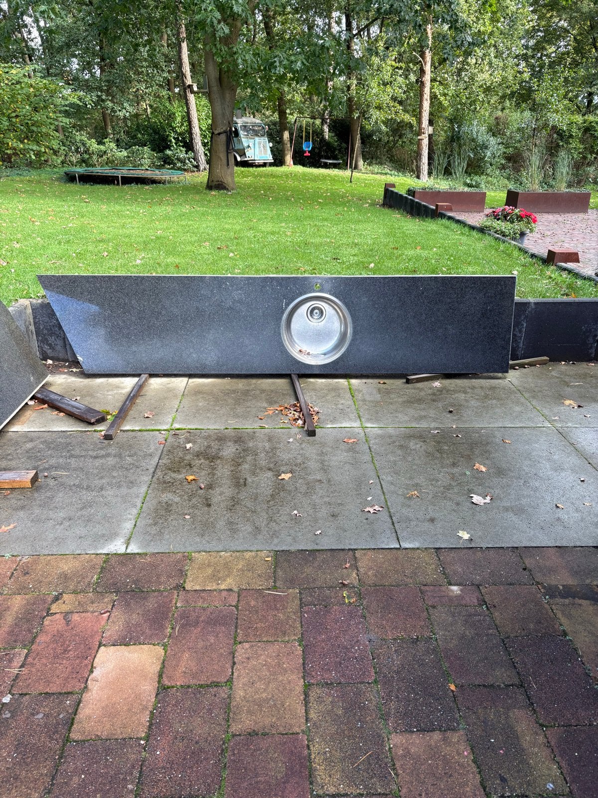 Granieten aanrechtblad met spoelbak, Ophalen of Verzenden, Gebruikt