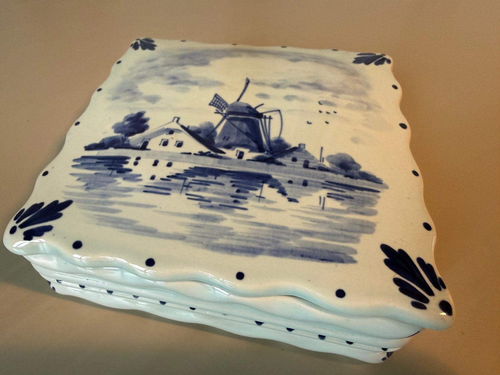 Vintage Delftsblauw keramieken opbergdoosje, Ophalen of Verzenden