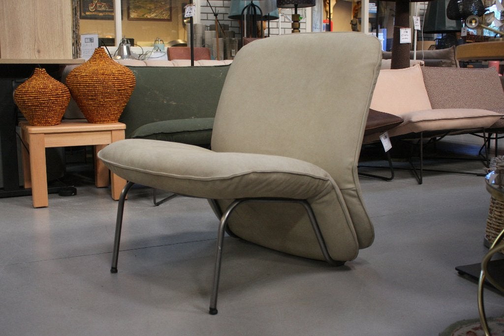 Prachtige luxe fauteuil CLIP Jess design echt leer naturel, Ophalen, 75 tot 100 cm, Zo goed als nieuw, Leer