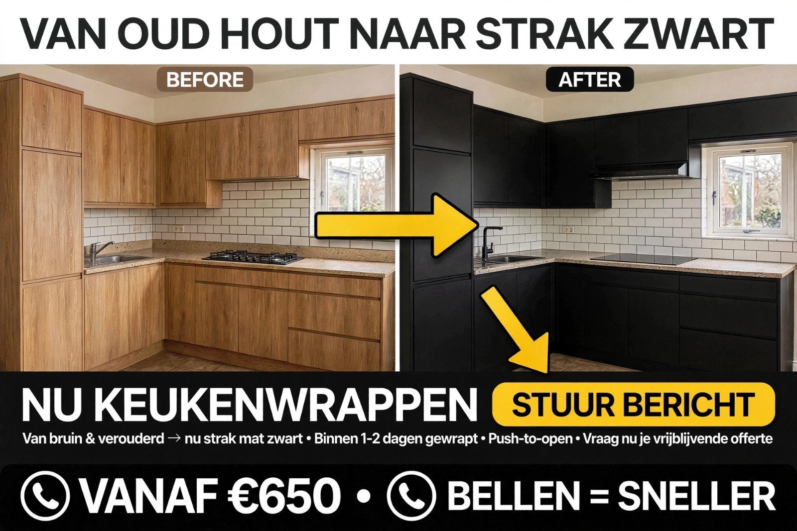 Je keuken een compleet nieuwe uitstraling!!!, Huis en Inrichting, Keuken | Complete keukens, Ophalen of Verzenden, Nieuw, Zwart