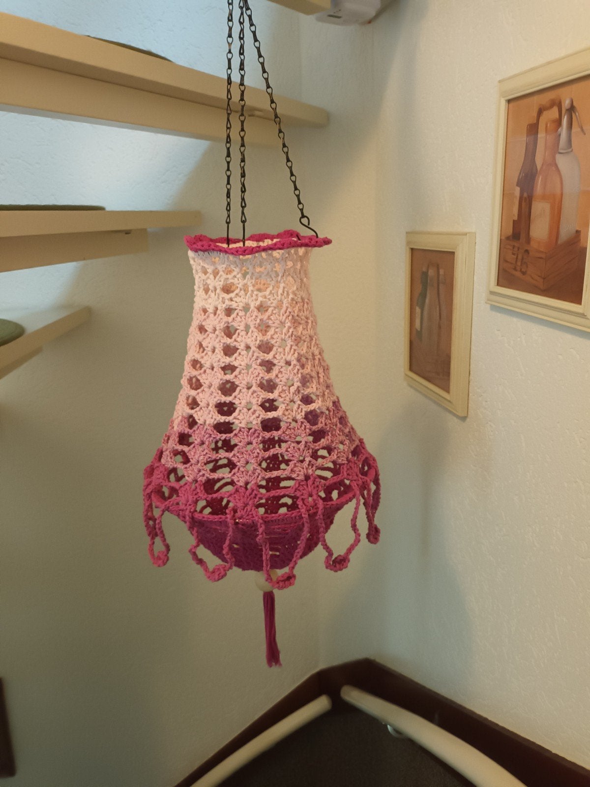 Handgemaakte gehaakte kroonluchters in diverse kleuren, Huis en Inrichting, Lampen | Kroonluchters, Textiel, Nieuw, Overige fittingen