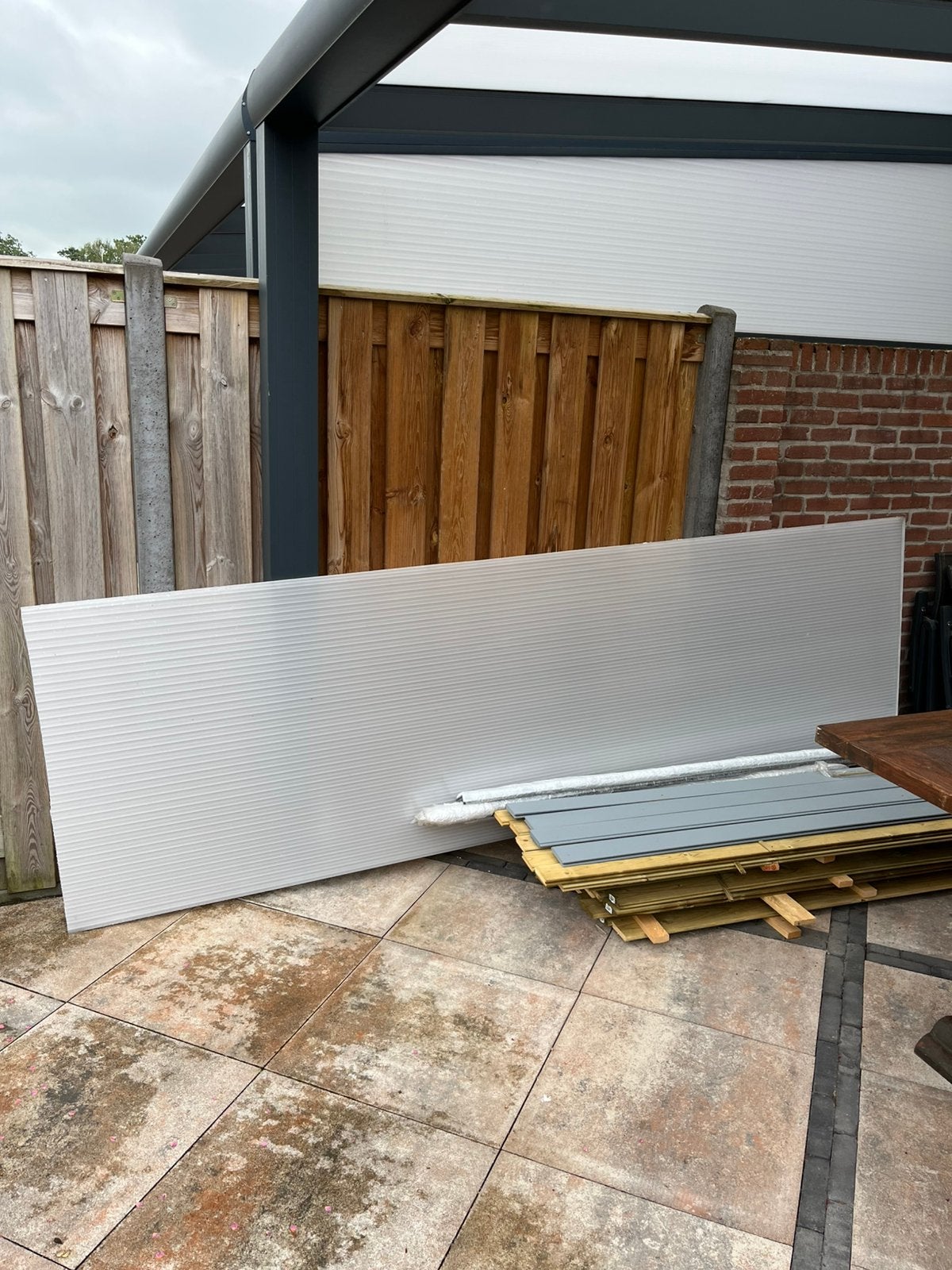 1 polycarbonaat plaat 16 mm dik opaal, Doe-het-zelf en Verbouw, Platen en Panelen, Ophalen, Gebruikt