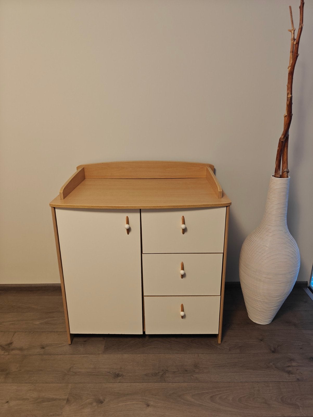 Commode met lades en kastje voor baby, Ophalen, 50 tot 70 cm, 100 cm of meer, Opstaande rand