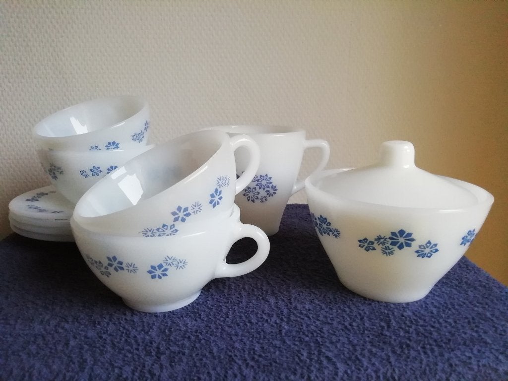 Melkglas: Rigopal kopjes roomstel, sneeuwvlokken/ijssterren, Huis en Inrichting, Keuken | Servies, Ophalen of Verzenden, Glas