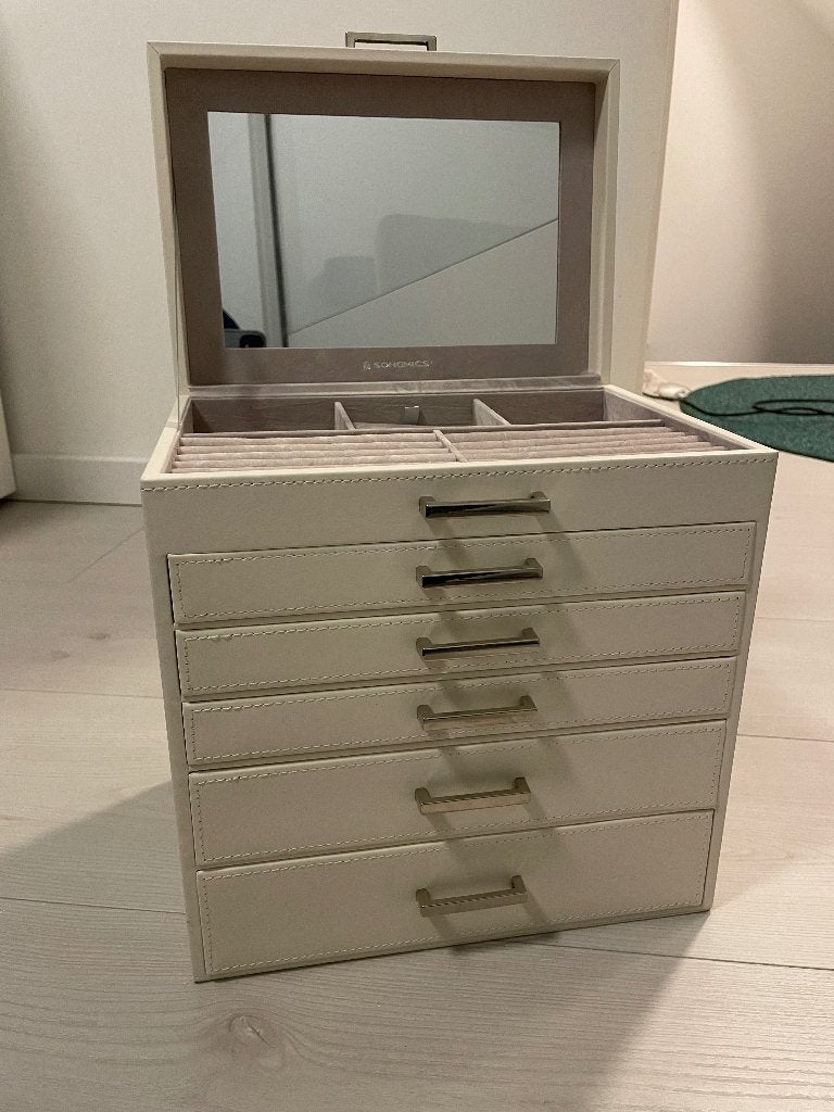 Sieradendoos, Ophalen, Zo goed als nieuw, Wit, Met spiegeltje(s)