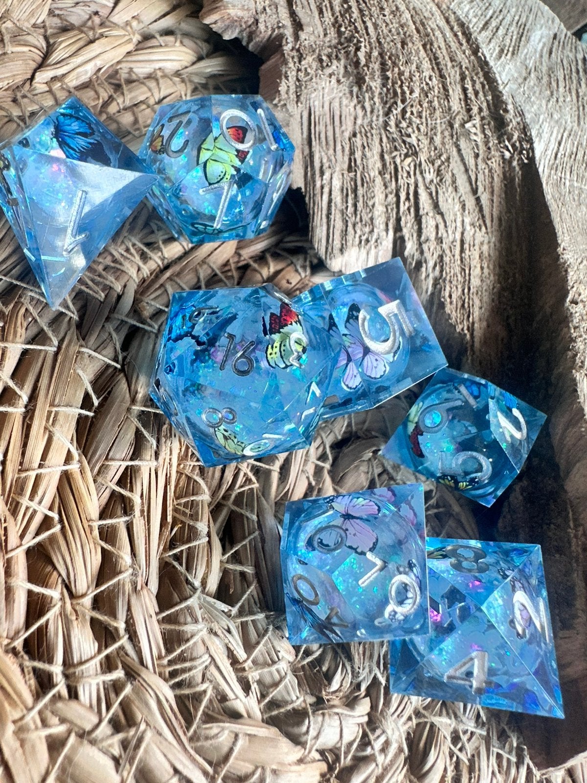 DND dice / Vlinders - blauw / Liquid / D&D / RPG / Nieuw, Ophalen of Verzenden, Nieuw