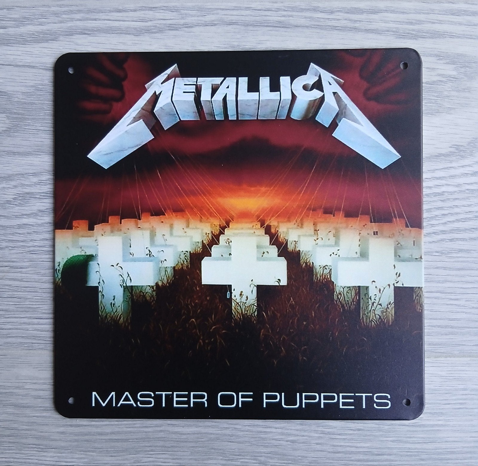 Metallica Master Of Puppets 20x20 cm Metalen Reclamebord, Ophalen of Verzenden, Nieuw, Poster, Artwork of Schilderij